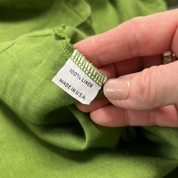 Bryn Walker Fran Round Neck 3/$ Bell Ruffle Sleeve Hi/Low Hemline Linen Shirt L - Picture 10 of 10